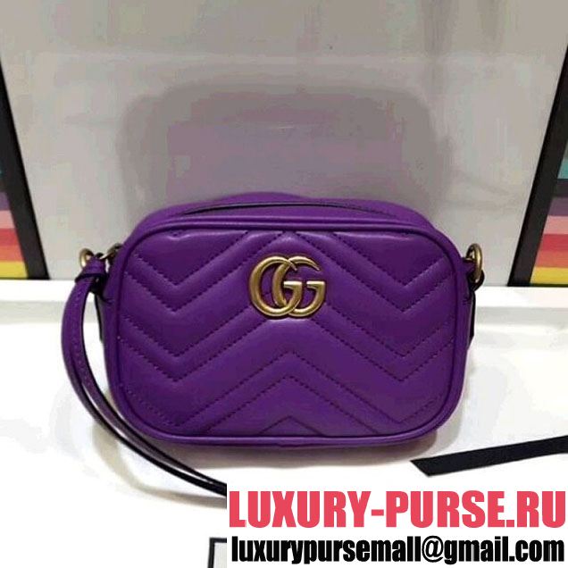 Gucci 448065 GG Marmont Matelassé Chevron Mini Chain Shoulder Camera Bag Purple 2018 (SPM-8011012 )