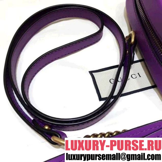 Gucci 448065 GG Marmont Matelassé Chevron Mini Chain Shoulder Camera Bag Purple 2018 (SPM-8011012 )