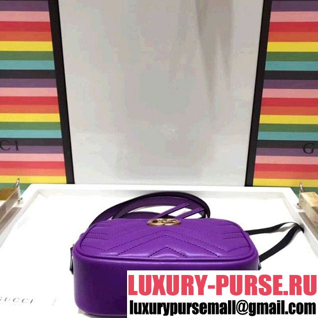 Gucci 448065 GG Marmont Matelassé Chevron Mini Chain Shoulder Camera Bag Purple 2018 (SPM-8011012 )