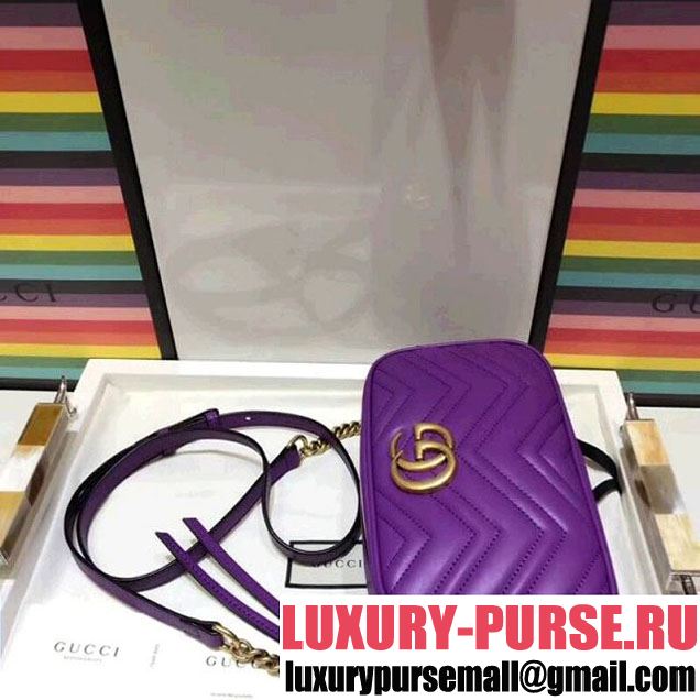 Gucci GG Marmont Matelassé Small Camera Shoulder Bag 447632 Purple 2018 (SPM-8011013 )