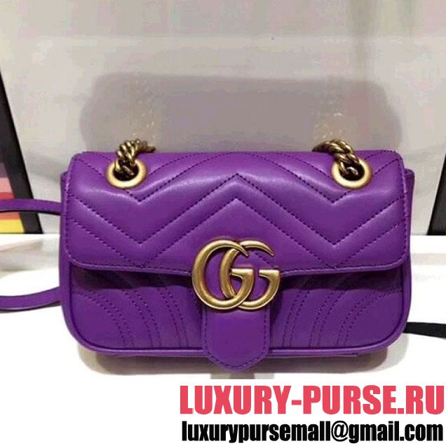 Gucci GG Marmont Matelassé Mini Shoulder Bag 446744 Purple 2018 (SPM-8011011 )