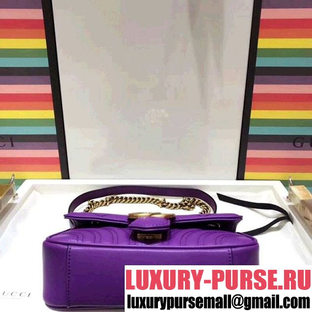 Gucci GG Marmont Matelassé Mini Shoulder Bag 446744 Purple 2018 (SPM-8011011 )