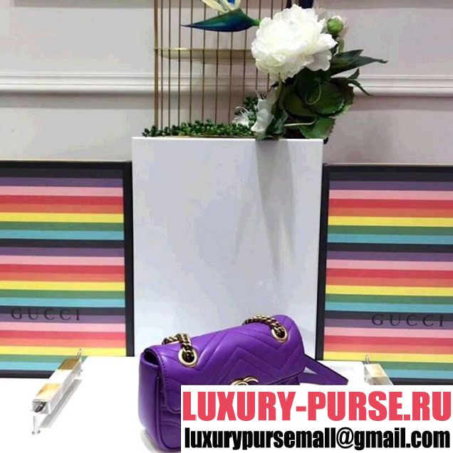 Gucci GG Marmont Matelassé Mini Shoulder Bag 446744 Purple 2018 (SPM-8011011 )