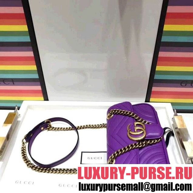 Gucci GG Marmont Matelassé Mini Shoulder Bag 446744 Purple 2018 (SPM-8011011 )