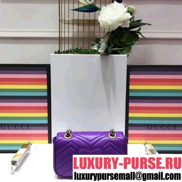 Gucci GG Marmont Matelassé Mini Shoulder Bag 446744 Purple 2018 (SPM-8011011 )