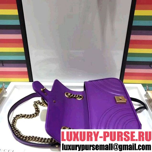 Gucci GG Marmont Matelassé Mini Shoulder Bag 446744 Purple 2018 (SPM-8011011 )