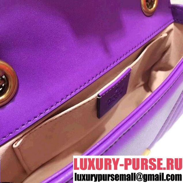 Gucci GG Marmont Matelassé Mini Shoulder Bag 446744 Purple 2018 (SPM-8011011 )