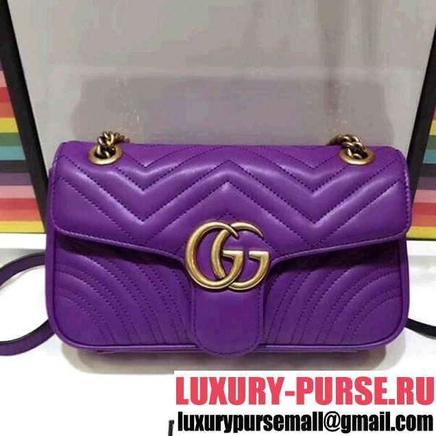 Gucci GG Marmont Matelassé Small Shoulder Bag 443497 Purple 2018 (SPM-8011010 )