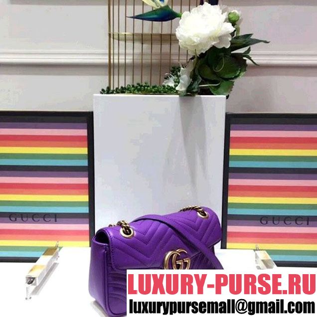 Gucci GG Marmont Matelassé Small Shoulder Bag 443497 Purple 2018 (SPM-8011010 )