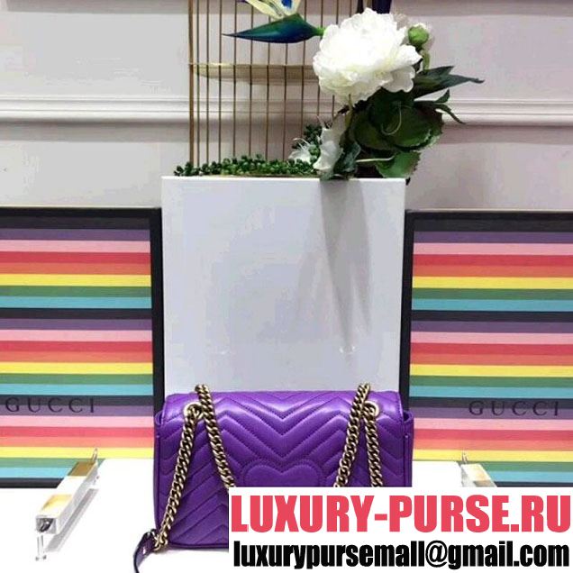 Gucci GG Marmont Matelassé Small Shoulder Bag 443497 Purple 2018 (SPM-8011010 )