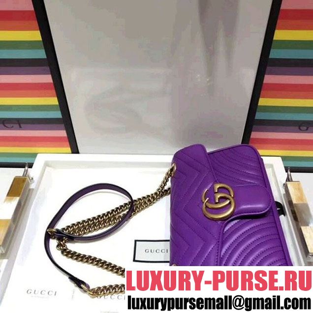 Gucci GG Marmont Matelassé Small Shoulder Bag 443497 Purple 2018 (SPM-8011010 )