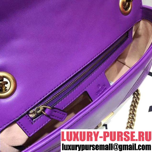 Gucci GG Marmont Matelassé Small Shoulder Bag 443497 Purple 2018 (SPM-8011010 )
