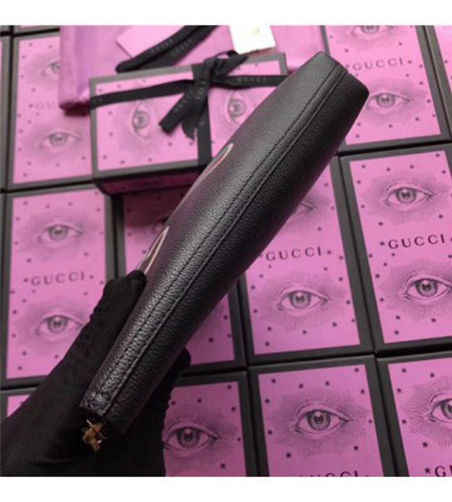 GUCCI 500981 Gucci Print Leather Medium Portfolio Black