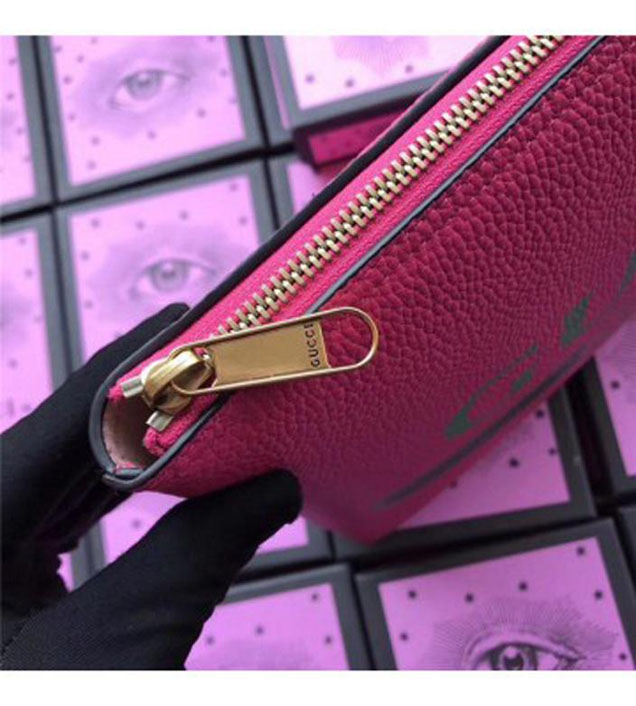 GUCCI 500981 Gucci Print Leather Medium Portfolio Rose Red