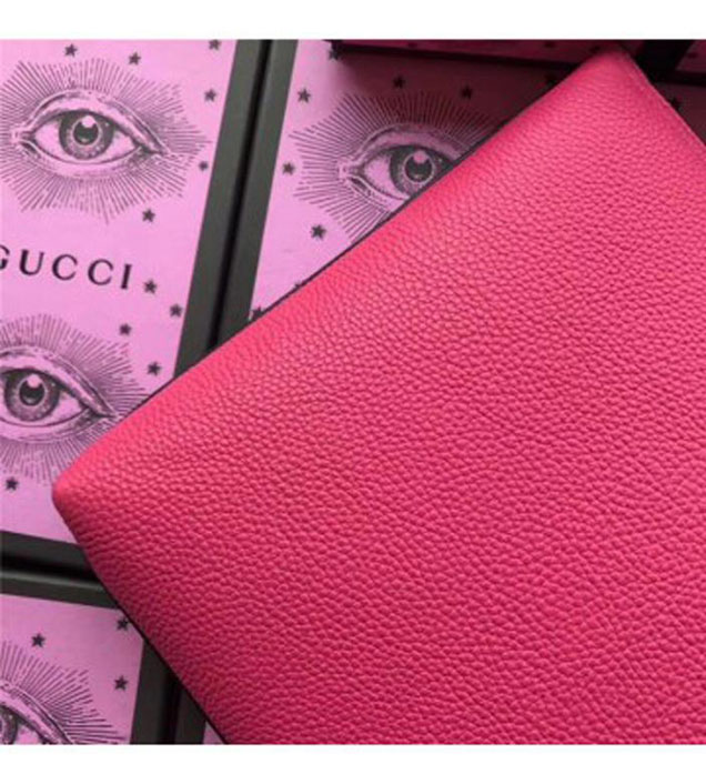 GUCCI 500981 Gucci Print Leather Medium Portfolio Rose Red
