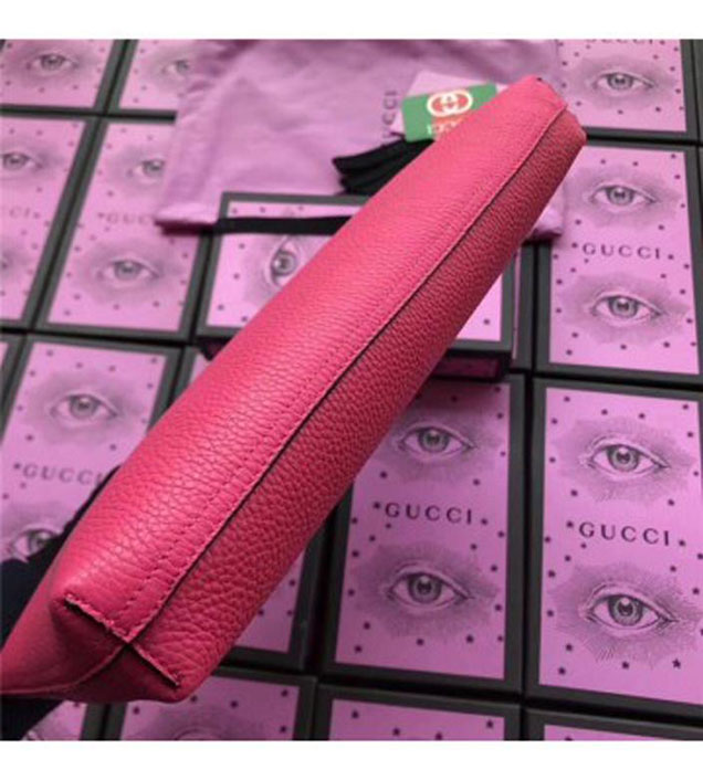 GUCCI 500981 Gucci Print Leather Medium Portfolio Rose Red
