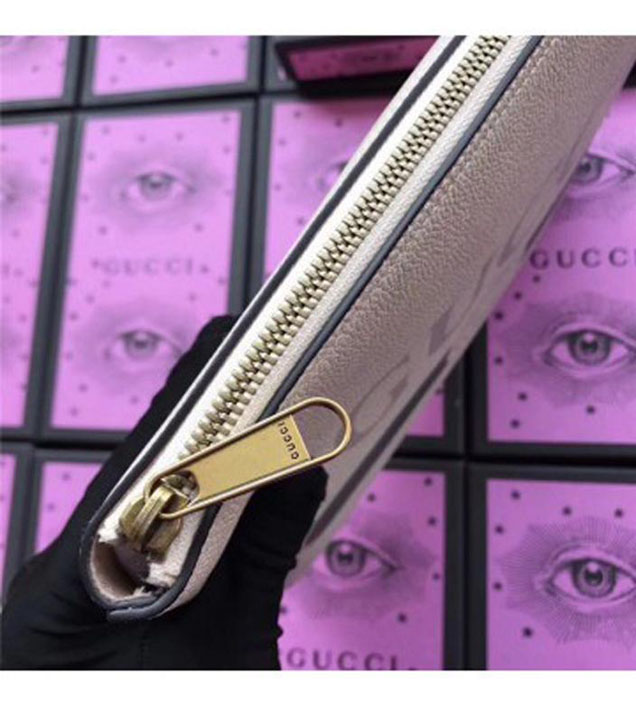 GUCCI 500981 Gucci Print Leather Medium Portfolio White