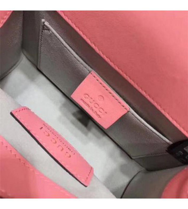 GUCCI 470270 Sylvie Leather Mini Chain Handbag Pink