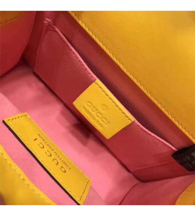 GUCCI 470270 Sylvie Leather Mini Chain Handbag Yellow