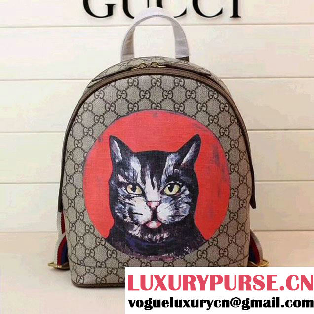 Gucci GG Supreme Cat Print Backpack 495621 2018 (MH-8012501 )
