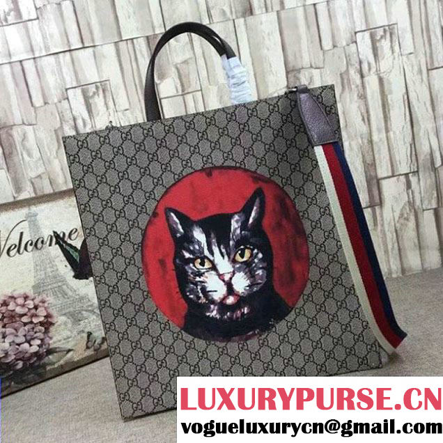 Gucci GG Supreme Cat Print Tote Bag 490950 2018 (LY-8012506 )