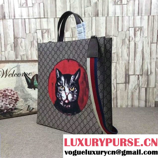 Gucci GG Supreme Cat Print Tote Bag 490950 2018 (LY-8012506 )