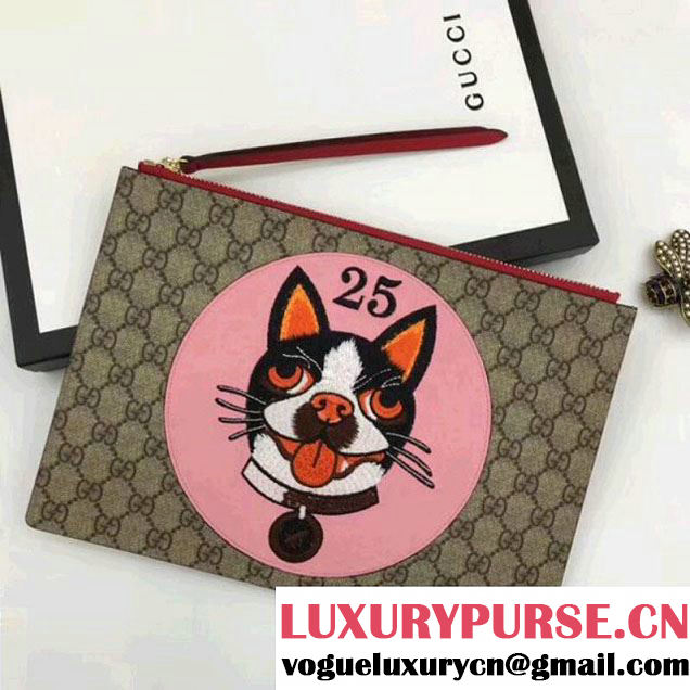 Gucci GG Supreme Pouch Bag With Bosco Patch 506280 Pink 2018 (MH-8012509 )