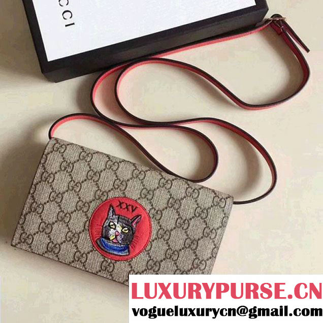 Gucci GG Supreme Cat Mini Chain Bag 499385 Red 2018 (MH-8012513 )