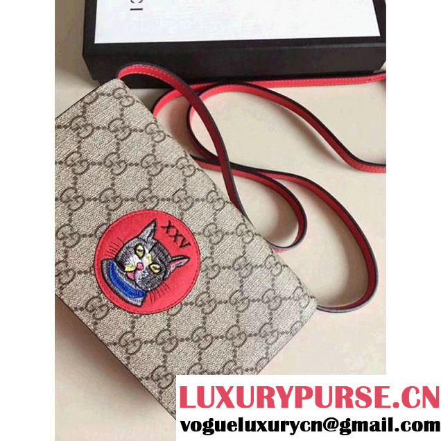Gucci GG Supreme Cat Mini Chain Bag 499385 Red 2018 (MH-8012513 )