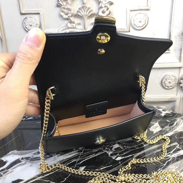 Gucci Sylvie Leather Mini Chain Bag 494646 Black