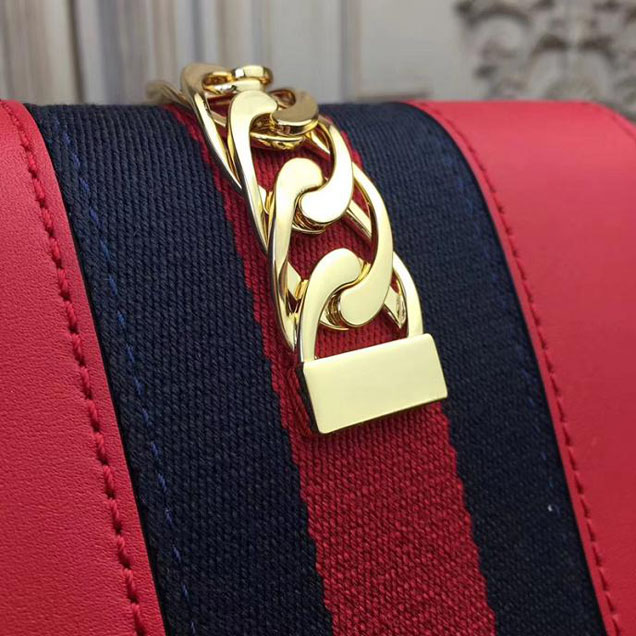 Gucci Sylvie Leather Mini Chain Bag 494646 Red