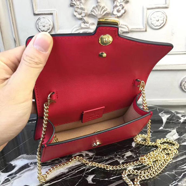 Gucci Sylvie Leather Mini Chain Bag 494646 Red