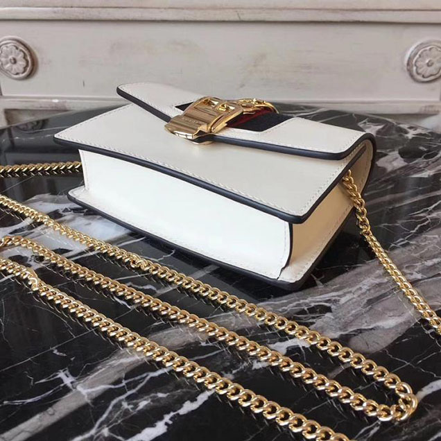 Gucci Sylvie Leather Mini Chain Bag 494646 White