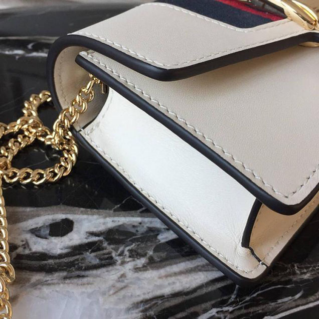 Gucci Sylvie Leather Mini Chain Bag 494646 White