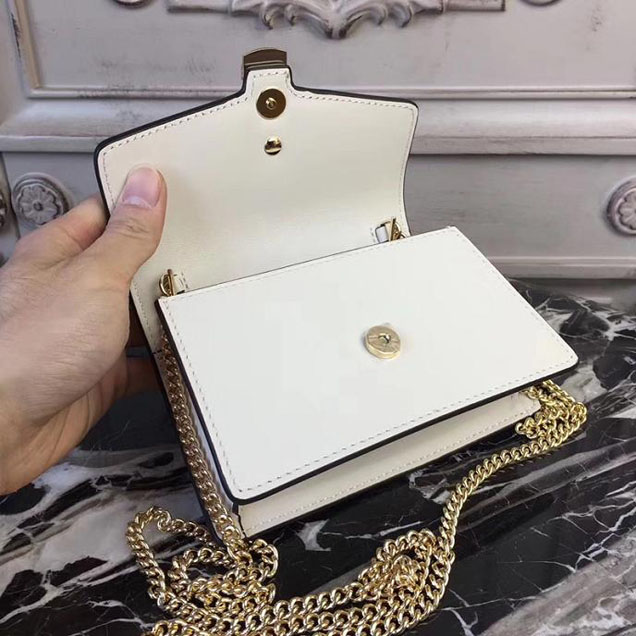 Gucci Sylvie Leather Mini Chain Bag 494646 White