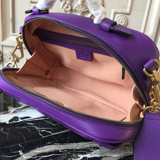 Gucci GG Marmont Chevron Quilted Top Handle Camera Bag 26cm with Sylvie Web Strap Calfskin Leather 498100 Spring Summer 2018 Collection Purple