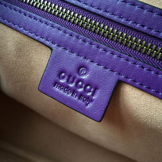 Gucci GG Marmont Chevron Quilted Top Handle Camera Bag 26cm with Sylvie Web Strap Calfskin Leather 498100 Spring Summer 2018 Collection Purple