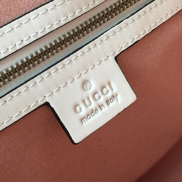 Gucci GG Marmont Chevron Quilted Top Handle Camera Bag 26cm with Sylvie Web Strap Calfskin Leather 498100 Spring Summer 2018 Collection White