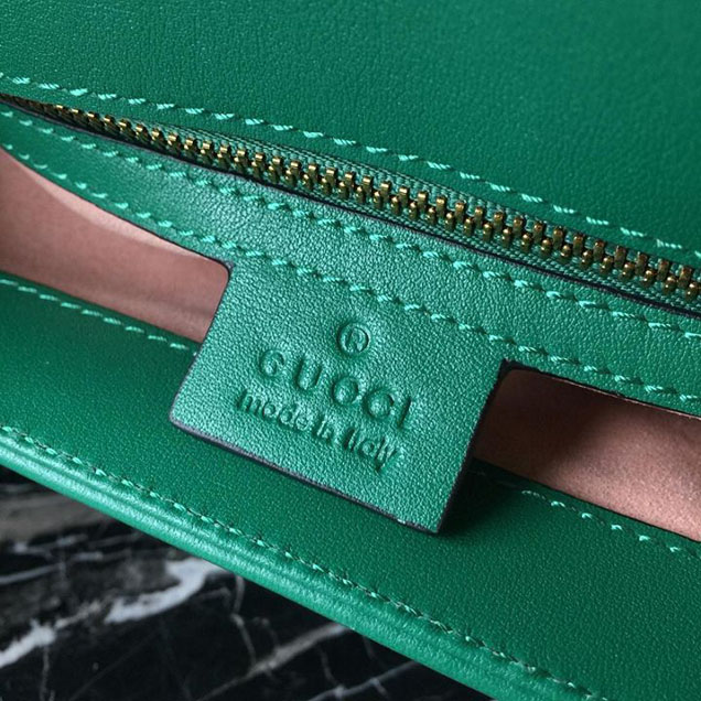 Gucci GG Marmont Chevron Quilted Top Handle 26cm Bag with Chain Strap Calfskin Leather 498110 Spring Summer 2018 Collection Green