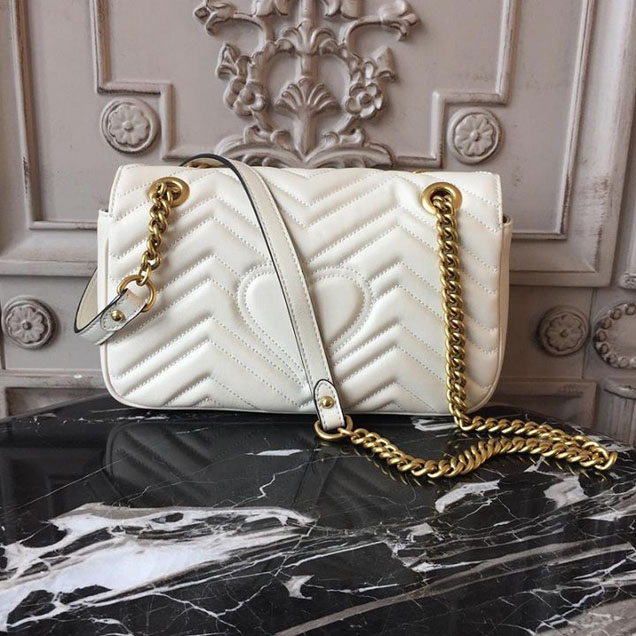 Gucci Marmont Matelasse Shoulder Bag 26cm 443497 Spring Summer 2018 Collection White