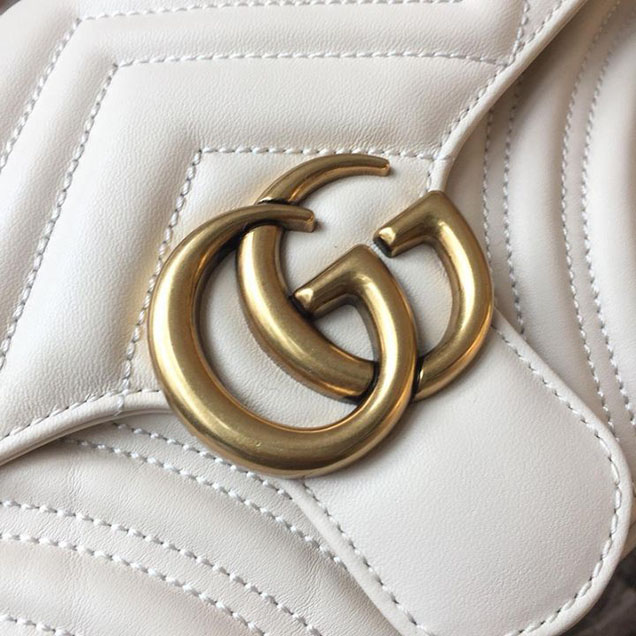 Gucci Marmont Matelasse Shoulder Bag 26cm 443497 Spring Summer 2018 Collection White