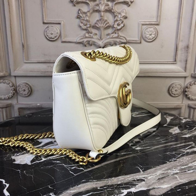 Gucci Marmont Matelasse Shoulder Bag 26cm 443497 Spring Summer 2018 Collection White