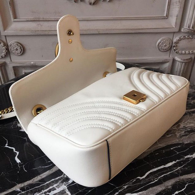 Gucci Marmont Matelasse Shoulder Bag 26cm 443497 Spring Summer 2018 Collection White