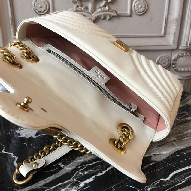 Gucci Marmont Matelasse Shoulder Bag 26cm 443497 Spring Summer 2018 Collection White