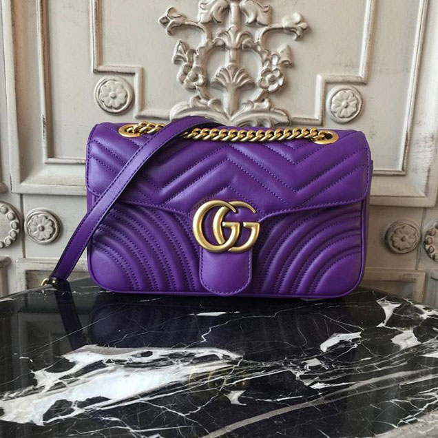 Gucci Marmont Matelasse Shoulder Bag 26cm 443497 Spring Summer 2018 Collection Purple