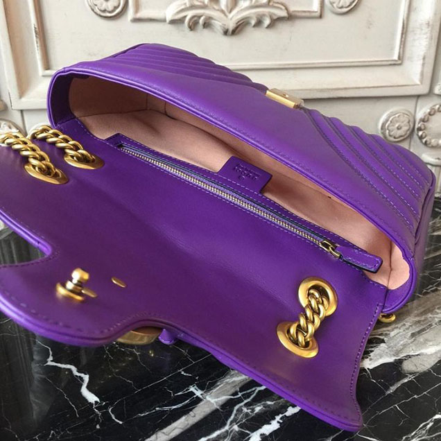 Gucci Marmont Matelasse Shoulder Bag 26cm 443497 Spring Summer 2018 Collection Purple
