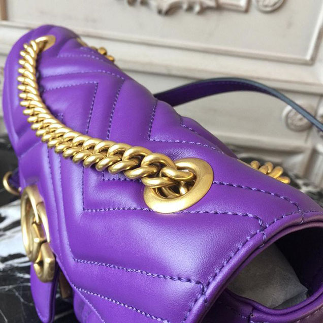 Gucci Marmont Matelasse Shoulder Bag 26cm 443497 Spring Summer 2018 Collection Purple