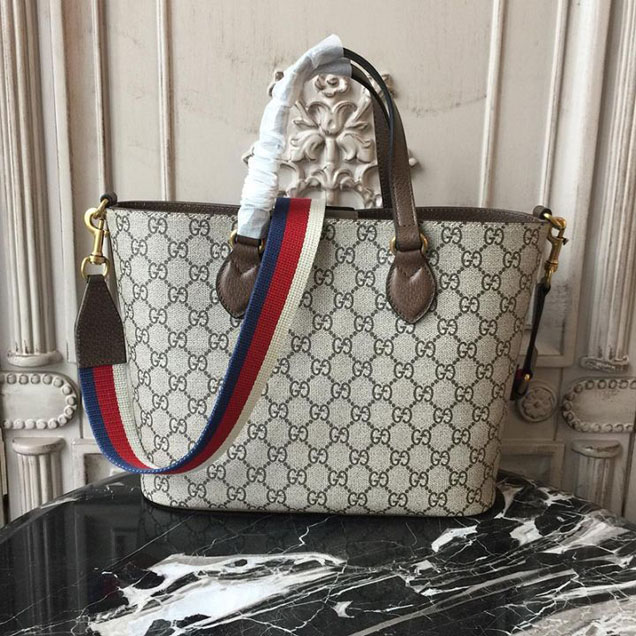 Gucci GG Supreme Bosco Bestiary Cat Shopping Tote 28cm 473887 Calfskin Leather Chinese New Year 2018 Collection Red