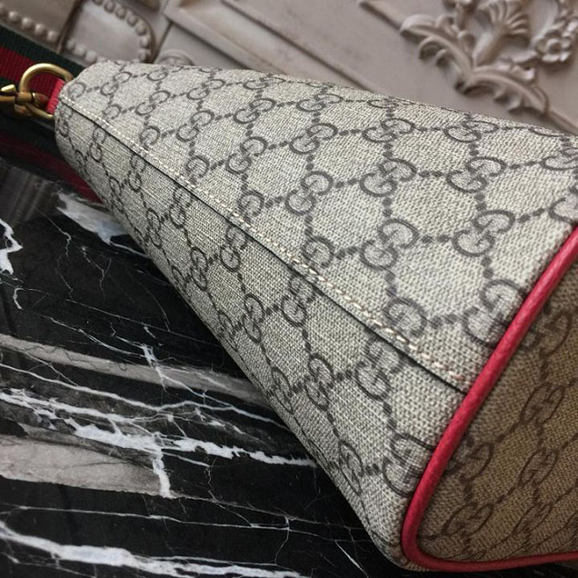 Gucci GG Supreme Bosco Boston Terrier Shopping Tote 28cm 473887 Calfskin Leather Chinese New Year 2018 Collection Red