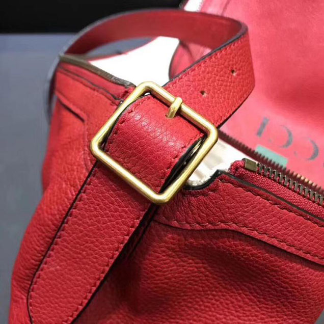 Gucci Leather Print Half-Moon Hobo Bag 523588 Red 2018
